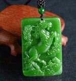 Green Horse Jade Statue Necklace Hand-Carved Women Charm Pendants Men Jewelry