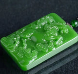 Green Horse Jade Statue Necklace Hand-Carved Women Charm Pendants Men Jewelry