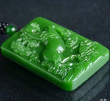 Green Horse Jade Statue Necklace Hand-Carved Women Charm Pendants Men Jewelry
