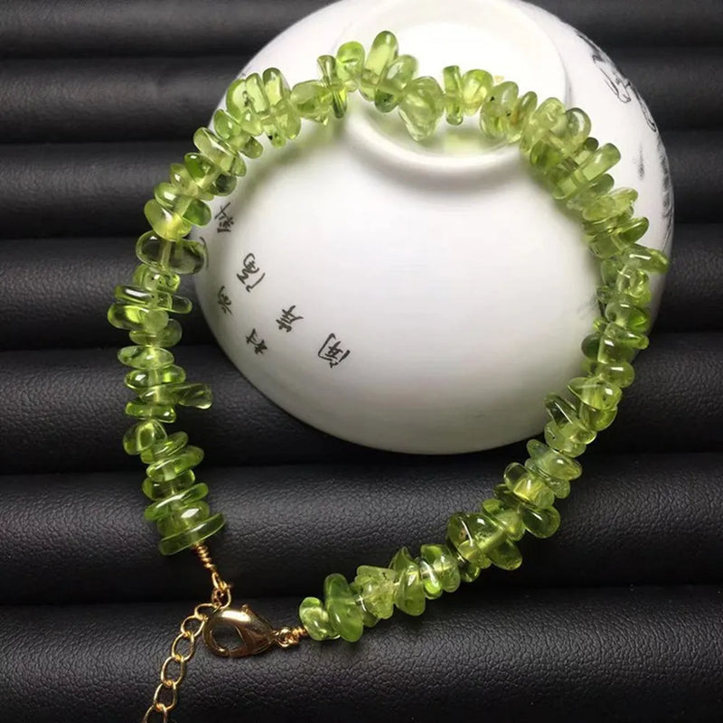 Natural Green Peridot Bracelet for Women Adjustable Yoga Charm Jewelry