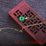 Green Jade 13mm Beads Pendant Necklace Charm Hand-Carved Luck Amulet