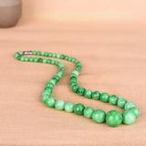 Green Jade Beads Necklace 6-14mm Chinese Emerald Charm Jewelry