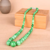 Green Jade Beads Necklace 6-14mm Chinese Emerald Charm Jewelry