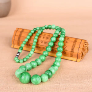 Green Jade Beads Necklace 6-14mm Chinese Emerald Charm Jewelry