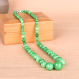 Green Jade Beads Necklace 6-14mm Chinese Emerald Charm Jewelry
