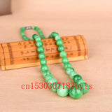 Green Jade Beads Necklace 6-14mm Chinese Emerald Charm Jewelry
