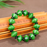 Green Jade Abacus Beads Bracelet Chinese Charm Jewelry Amulet Lucky