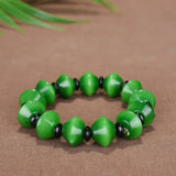 Green Jade Abacus Beads Bracelet Chinese Charm Jewelry Amulet Lucky