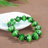 Green Jade Abacus Beads Bracelet Chinese Charm Jewelry Amulet Lucky