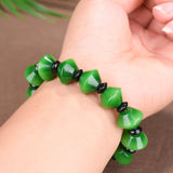 Green Jade Abacus Beads Bracelet Chinese Charm Jewelry Amulet Lucky