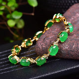 Green Jade Agate Beads Bracelet Adjustable Bangle Charms