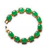 Green Jade Silver Bracelet Women Chrysoprase Fine Jewelry Bangle