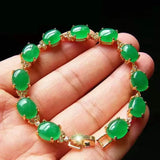 Green Jade Silver Bracelet Women Chrysoprase Fine Jewelry Bangle