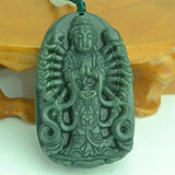 Natural Green Jade Avalokitesvara Pendant Necklace Jewelry