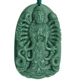 Natural Green Jade Avalokitesvara Pendant Necklace Jewelry