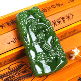 Green Jade Bamboo Pendant Necklace Chinese Hand-Carved Charm Jewelry