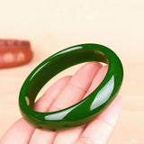 Green Jade Bangle Bracelet Hand-Carved Jewelry Men Women
