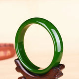 Green Jade Bangle Bracelet Hand-Carved Jewelry Men Women