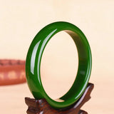 Green Jade Bangle Bracelet Hand-Carved Jewelry Men Women