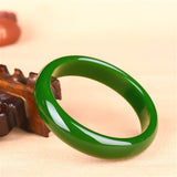 Green Jade Bangle Bracelet Hand-Carved Jewelry Men Women