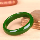 Green Jade Bangle Bracelet Hand-Carved Jewelry Men Women