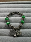 Green Jade Bangle Bracelet Women Silver 925 Jewelry Round Classic Plata