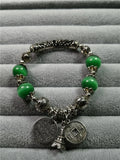 Green Jade Bangle Bracelet Women Silver 925 Jewelry Round Classic Plata