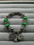Green Jade Bangle Bracelet Women Silver 925 Jewelry Round Classic Plata