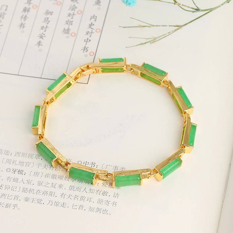 Green Jade Bangle Bracelet Silver 925 Jewelry Round Classic Joyeria Plata