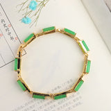Green Jade Bangle Bracelet Silver 925 Jewelry Round Classic Joyeria Plata