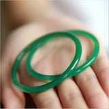 Natural Green Jade Bangle Charm Hand-Carved Jadeite Bracelet Bangles Women