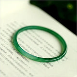 Natural Green Jade Bangle Charm Hand-Carved Jadeite Bracelet Bangles Women