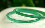 Natural Green Jade Bangle Charm Hand-Carved Jadeite Bracelet Bangles Women