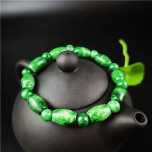 Green Jade Bead Bracelet Elastic Bangle Charm Jewellery