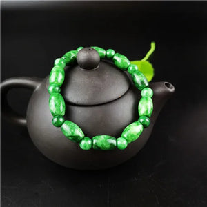 Green Jade Bead Bracelet Elastic Bangle Charm Jewellery