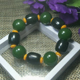Green Jade Beads He Tian Jade Bracelet Lucky Safety Auspicious Amulet