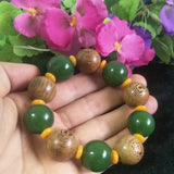 Green Jade Beads He Tian Jade Bracelet Lucky Safety Auspicious Amulet