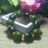 Green Jade Beads He Tian Jade Bracelet Lucky Safety Auspicious Amulet