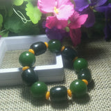 Green Jade Beads He Tian Jade Bracelet Lucky Safety Auspicious Amulet
