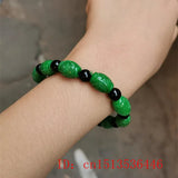 Green Jade Bracelet Hand Carved Money Beads Accessories