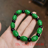 Green Jade Bracelet Hand Carved Money Beads Accessories