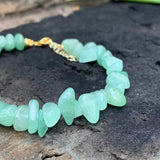 Green Jade Bracelet Stone Irregular Jewelry Healing Beads for Women
