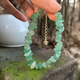 Green Jade Bracelet Stone Irregular Jewelry Healing Beads for Women