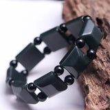 Green Jade Bullet Beaded Bracelet Bangle Men Healing Gemstone Jewelry