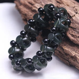 Green Jade Bullet Beaded Bracelet Bangle Men Healing Gemstone Jewelry