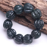 Green Jade Bullet Beaded Bracelet Bangle Men Healing Gemstone Jewelry