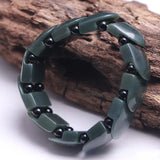Green Jade Bullet Beaded Bracelet Bangle Men Healing Gemstone Jewelry