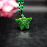 Green Jade Butterfly Pendant Necklace Chinese Jadeite Jewellery
