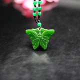 Green Jade Butterfly Pendant Necklace Chinese Jadeite Jewellery