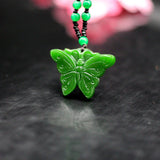 Green Jade Butterfly Pendant Necklace Chinese Jadeite Jewellery
